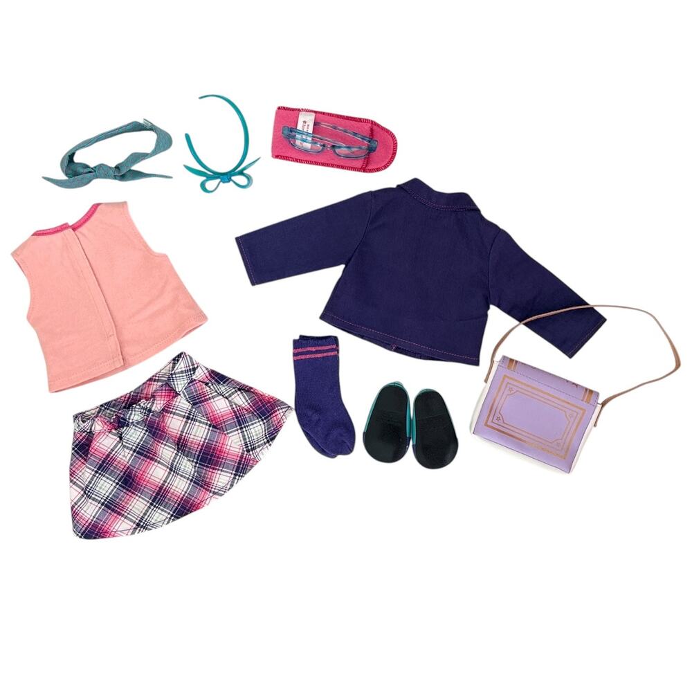 American Girl Ready to Learn Outfit Complete Set with Turquoise Glasses - Picture 6 of 6